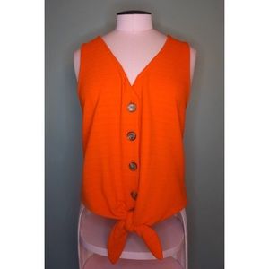 J. CREW Red-Orange Button Up Tie Up Tank Top